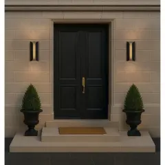 ALOADECOR H15" Matte Black Integrated LED a Wall Sconce with Acrylic Shade Modern Outdoor Wall Light with Dusk to Dawn Sensor for Garage (2 Pack)