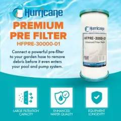 Hurricane PRE30000 Pre Fill Pool Filter Cartridge Replacement with Advanced Bond Filter and Optimal Waterflow for In Ground Pools, White