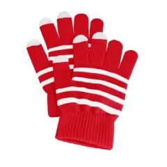 Fosmon Touchscreen Gloves, Winter Knit Gloves with Touch screen Fingers for Men & Women, Superb Accuracy on 3 Conductive Fingertips - Red/White