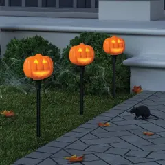 4pc Animated Halloween Pumpkin Novelty Stake Lights with Warm White LEDs and Monster Mash Music - Hyde and EEK! Boutique&trade;