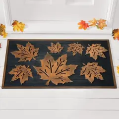 Collections Etc Embossed Bronze-Colored Finish Fall Leaf Design Door Mat 1'6"x2'6"