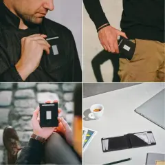 DONBOLSO Slim Leather Bifold Wallet Leather Minimalist Wallet for Men, Vintage Black