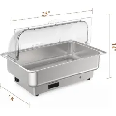 Electric Chafing Dish Set 9QT with Temperature Control Buffet Set Stainless Steel Food Servers and Warmers for Catering, Wedding and Parties