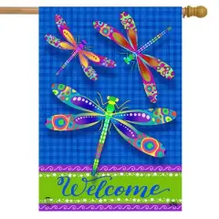 Briarwood Lane Colorful Dragonflies Summer House Flag Welcome Dragonfly 28" x 40"