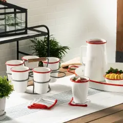 Core Stripes Twisted Fringe Oversized Table Runner Blue/Cream - Hearth & Hand&trade; with Magnolia