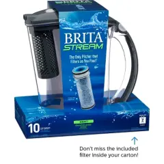 Brita Water Filter 10-Cup Stream Rapids Water Pitcher Dispenser - Gray