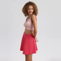 Women's Puckered Scoop Neck Cropped Tank Top