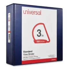 Universal Slant D-Ring View Binder, 3 Rings, 3" Capacity, 11 x 8.5, Navy Blue