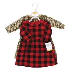 Hudson Baby Infant Girl Cotton Dresses, Buffalo Plaid Leopard