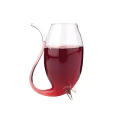 True Douro Port Sippers, Glass with Straw Sipper Feature, Stemless Wine Glass, Set of 4, 3 oz Capacity, Clear