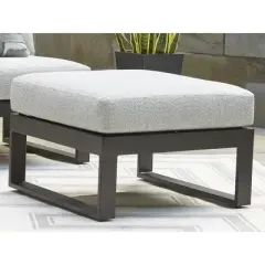 Signature Design by Ashley Beachloft Outdoor Ottoman with UV Resistant Cushion, Gray