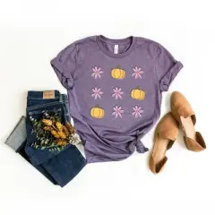 Simply Sage Market Women's Pumpkin And Flowers Short Sleeve Graphic Tee