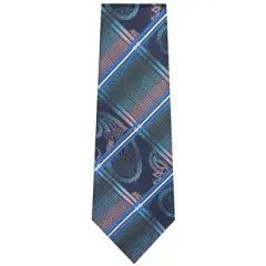 TheDapperTie Men's Royal Blue And Navy Checks Necktie with Hanky