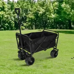 SKRAN 100L Collapsible Folding Beach Wagon Cart with 220Lbs Large Capacity, Wagons Carts Heavy Duty Foldable with Big Wheels for Sand,Camping