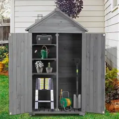 NicBex 68.89 Inch Tall Outdoor Storage Shed with Shelves,Latch and Waterproof Roof for Backyard Garden,Patio