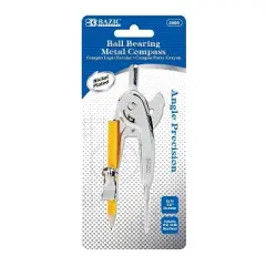 BAZIC Products&reg; Metal Ball Bearing Compass with #2 Wood Pencil, Pack of 12