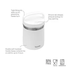 Tovolo Stainless Steel Ice Cream Tub: 1.5 Qt Food Storage Container, Hand Wash, Ice Cream Holder, White Plastic Lid