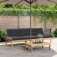vidaXL Pallet Sofa Set Anthracite Solid Acacia wood 3 Piece Modular