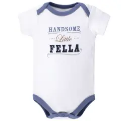 Little Treasure Baby Boy Cotton Bodysuit, Pant and Shoe 3pc Set, Handsome Fella Short-Sleeve