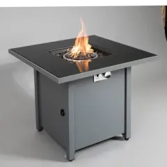 25" H x 30" W Steel Outdoor Fire Pit Table with Lid and Smoked Glass Top
