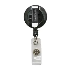 SICURIX Standard ID Badge Reels, Round Belt Clip Strap, Black, Pack of 25