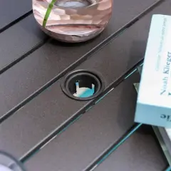 5pc Patio Set with 37" Metal Table & Extra Wide Swivel Chairs with Cushions - Captiva Designs