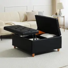 Whizmax Storage Ottoman Coffee Table with Lift Top,Tufted Upholstered Ottoman with Storage for Bedroom Living Room