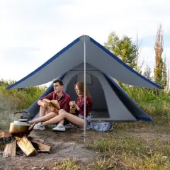 Outsunny Easy Set-Up Camping Tent with Porch, Floor and Carry Bag, for 2-3 Person Backpacking Camping Hiking