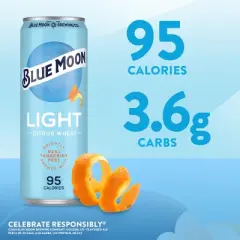 Blue Moon Light&nbsp;Citrus Wheat Craft Beer - 12pk/12 fl oz Slim Cans