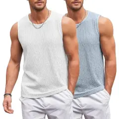COOFANDY Men's Casual Tank Tops 1 PC&2PC Knit Sleeveless Lightweight Tee Muscle Basic T Shirts S-XXL