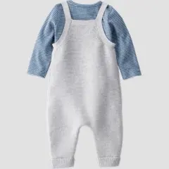 Little Planet By Carter's Organic Baby Boys' 2pc Sweater Overalls Set - Blue