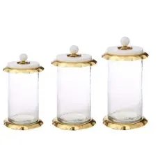 Classic Touch 9" Glass Canister with Marble Lid