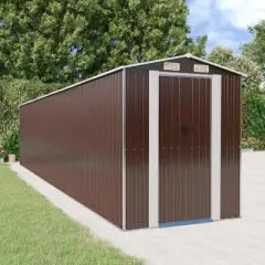 vidaXL Garden Shed Dark Brown Galvanized Steel Large Garden Shed