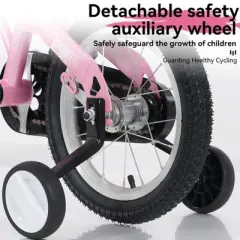 NAYSAYE Bicycle 18 Inch Kids Bike with Training Wheels Adjustable Saddle for Neighborhood Rides, Pink, 46.4"*20.3"*30.8"