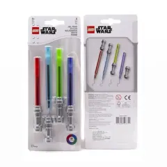 LEGO 4pk Star Wars Lightsaber Gel Pens Multicolored Ink with Baby Yoda Grogu LED Keychain