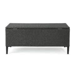 WELLFOR 37 gal Rattan Deck Box Gray