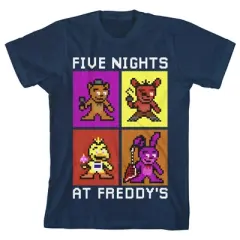 Five Nights at Freddy's Pixel Art Youth Boys Navy Tee