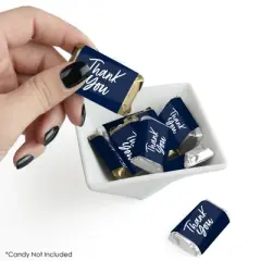 Big Dot of Happiness Navy Blue Elegantly Simple - Mini Candy Bar Wrapper Stickers Party Small Favors 40 Ct