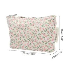 Unique Bargains Travel-friendly Leaf Flower Handheld Makeup Bag Pink 1 Pc