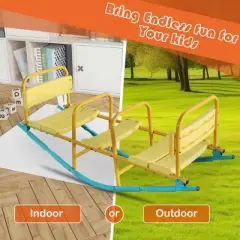 INFURNIC Baby Activity Gyms Triple Seat Seesaw with Safety Handles for Fun Outdoor Play, Multicolor, 30"*18"*4"