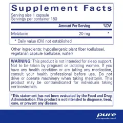 Pure Encapsulations Melatonin 20 mg - Not Intended for Sleep Support - Immune System - 99.5% Purity Melatonin - Gluten Free & Non-GMO