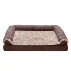 FurHaven Two-Tone Faux Fur & Suede Orthopedic Sofa Dog Bed