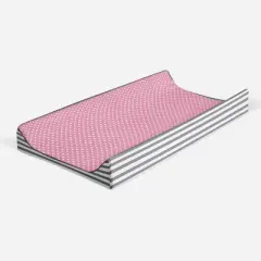 Bacati - Elephants Pink/Gray Pink Pin Dots Quilted Top Changing Pad Cover