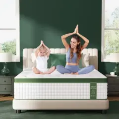 FURNIinspire Mattresses Full Size Hybrid Mattress with Gel Memory Foam Pocket Springs, Pressure Relief Plush Mattress, White, 75"*54"*12"