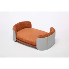 Bellura Pet - Elevated Grey+Brown Scandinavian Style Cat Couch Bed with Removable Mattress Cover for Indoor Cats