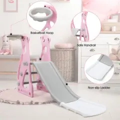 INFURNIC Baby Activity Gyms Kids Slide, PE Material, Triangular Design, Gentle Slope, Basketball Hoop, Multicolored, 35"*8"*18"