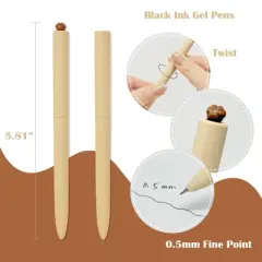 Wrapables Retractable Black Ink Gel Pens, 0.5mm Fine Point, for Home Office Work (Set of 6), Sepia