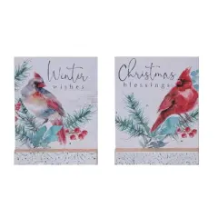Transpac MDF Cardinal Christmas Decor Set of 2 with Metal Accents for Festive Home Decorations and Holiday Cheer