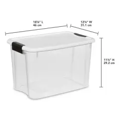 Sterilite 30 Quart Clear Plastic Stackable Storage Container Bin Box Tote with White Latching Lid Organizing Solution for Home & Classroom