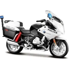 BMW R1200RT "U.S. Police" White "Authority Police Motorcycles" w/Plastic Display Stand 1/18 Diecast Motorcycle Model by Maisto